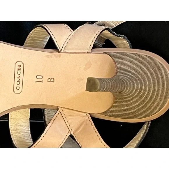 Coach Robin T-Strap Tan Leather Strappy Stiletto Heels Sandals Women's Size 10 B - Picture 9 of 9